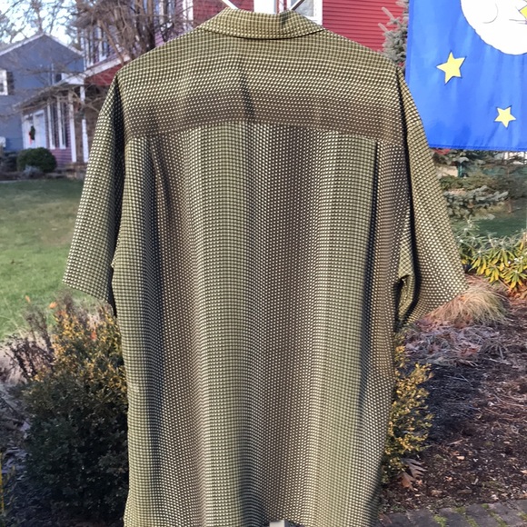 Praza Camp Collar Green w/ Geo Pattern, Button Short Sleeve Shirt,  Mens Large - Picture 3 of 6